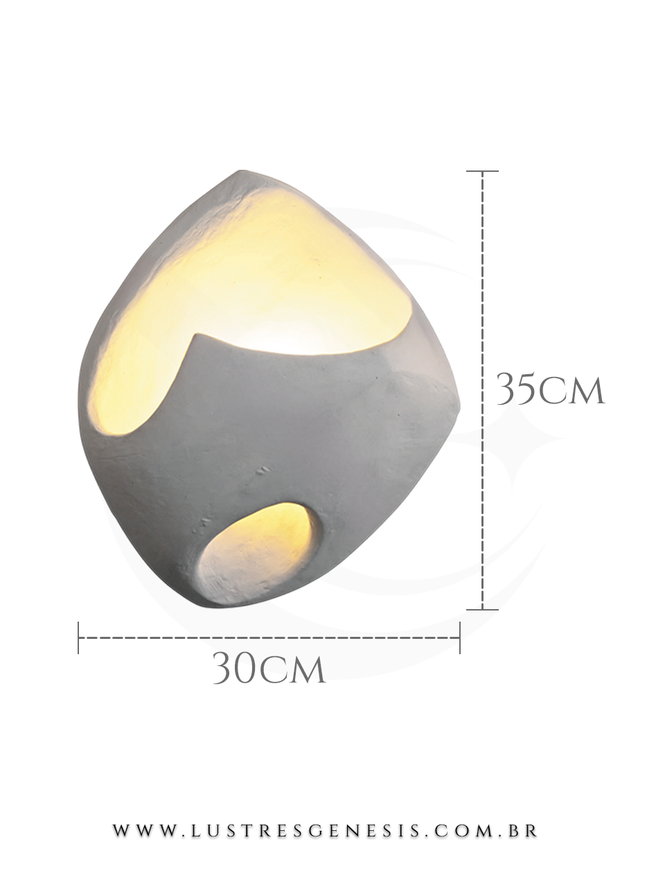 Arandela de parede em cimento modelo Dino Ø30cm, com luz indireta, ideal para cabeceira de cama, garagem, corredor e lavabos, da marca Sindora.